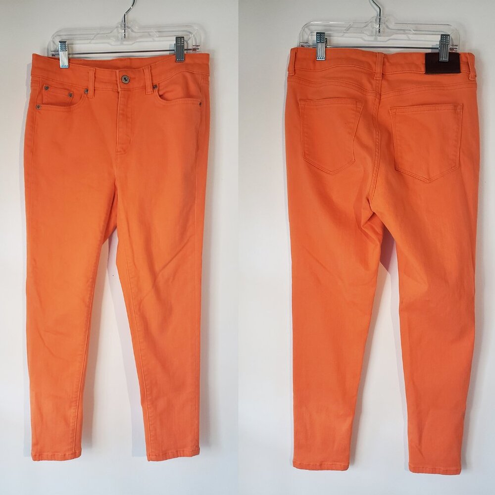 Orange Ralph Lauren Stretchy Jeans w Classic Leather Label and RL Button Details